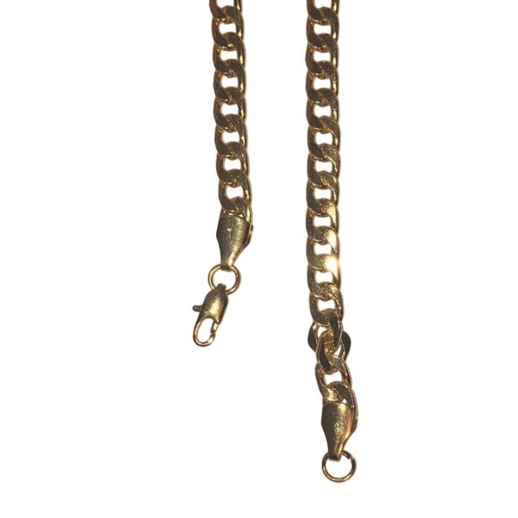 Chunky Gold Tone Curb Chain Necklace 28 Inches Fashion Jewelry Unisex - Picture 7 of 11